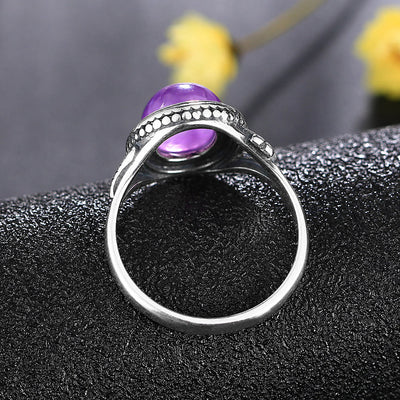 Olivenorma Egraved Natural Gemstone Inlaid S925 Silver Ring