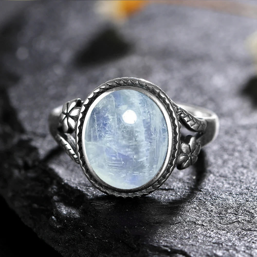 Olivenorma Egraved Natural Gemstone Inlaid S925 Silver Ring