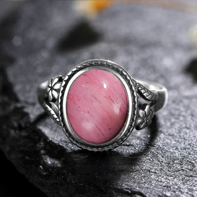 Olivenorma Egraved Natural Gemstone Inlaid S925 Silver Ring