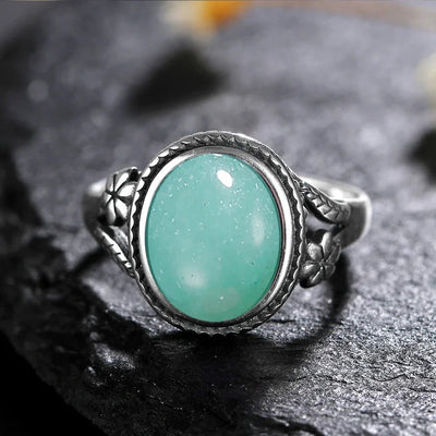 Olivenorma Egraved Natural Gemstone Inlaid S925 Silver Ring