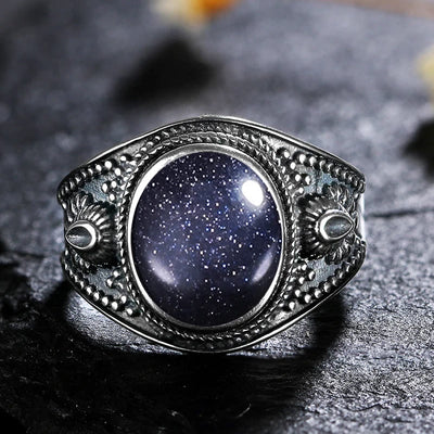 Olivenorma Nepal Exotic Style S925 Silver Natural Gemstone Ring