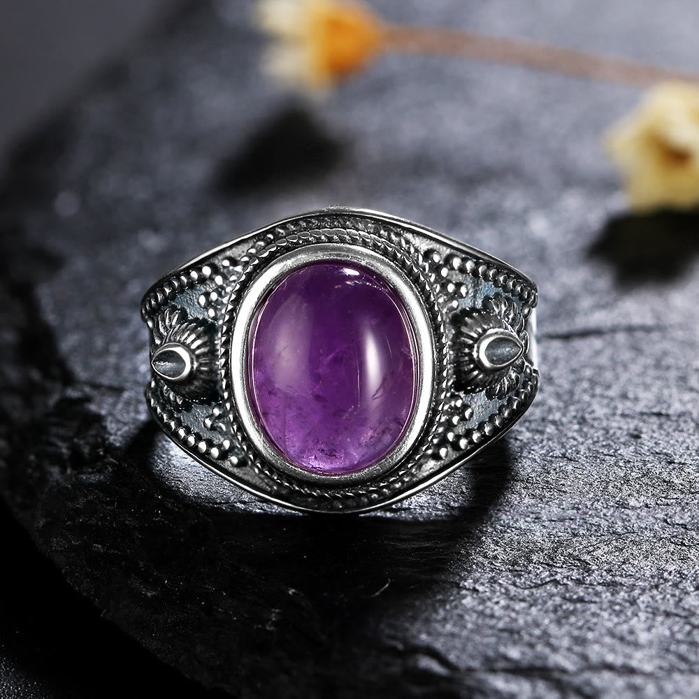 Olivenorma Nepal Exotic Style S925 Silver Natural Gemstone Ring