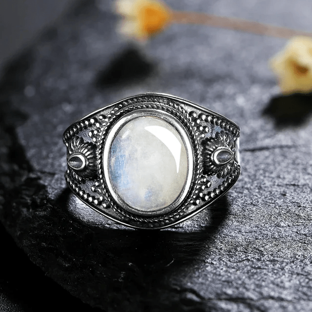 Olivenorma Nepal Exotic Style S925 Silver Natural Gemstone Ring