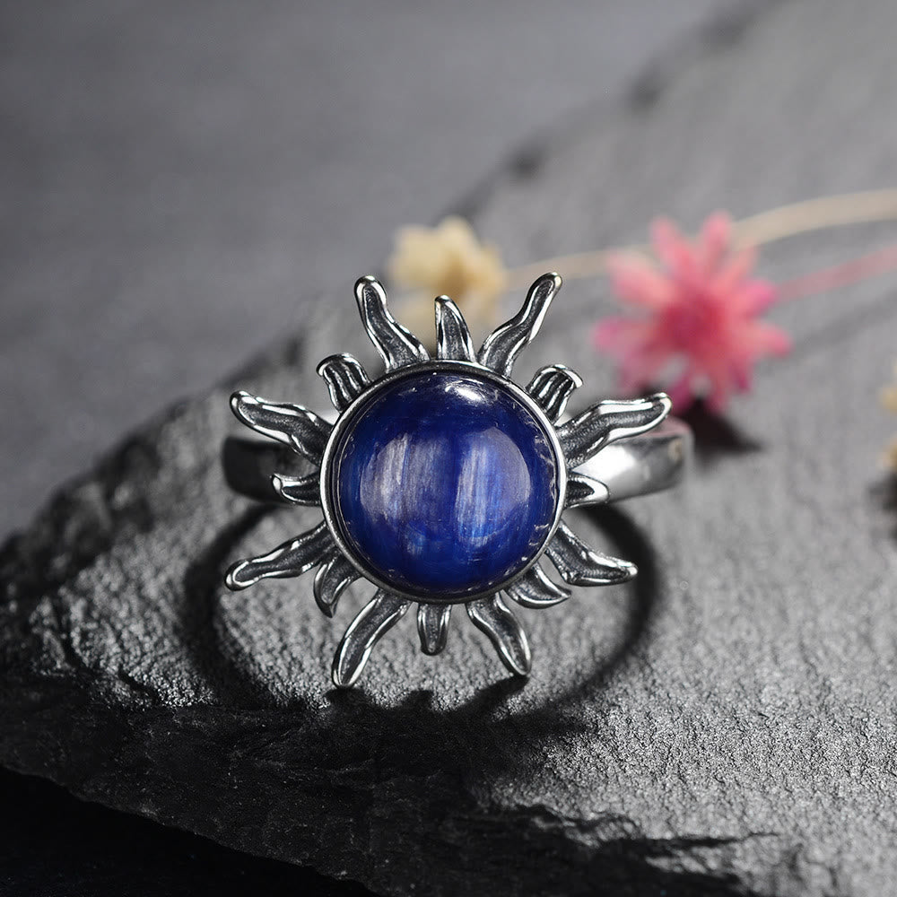 Olivenorma Bohemian Healing Crystal Round Kyanite Sun Ring