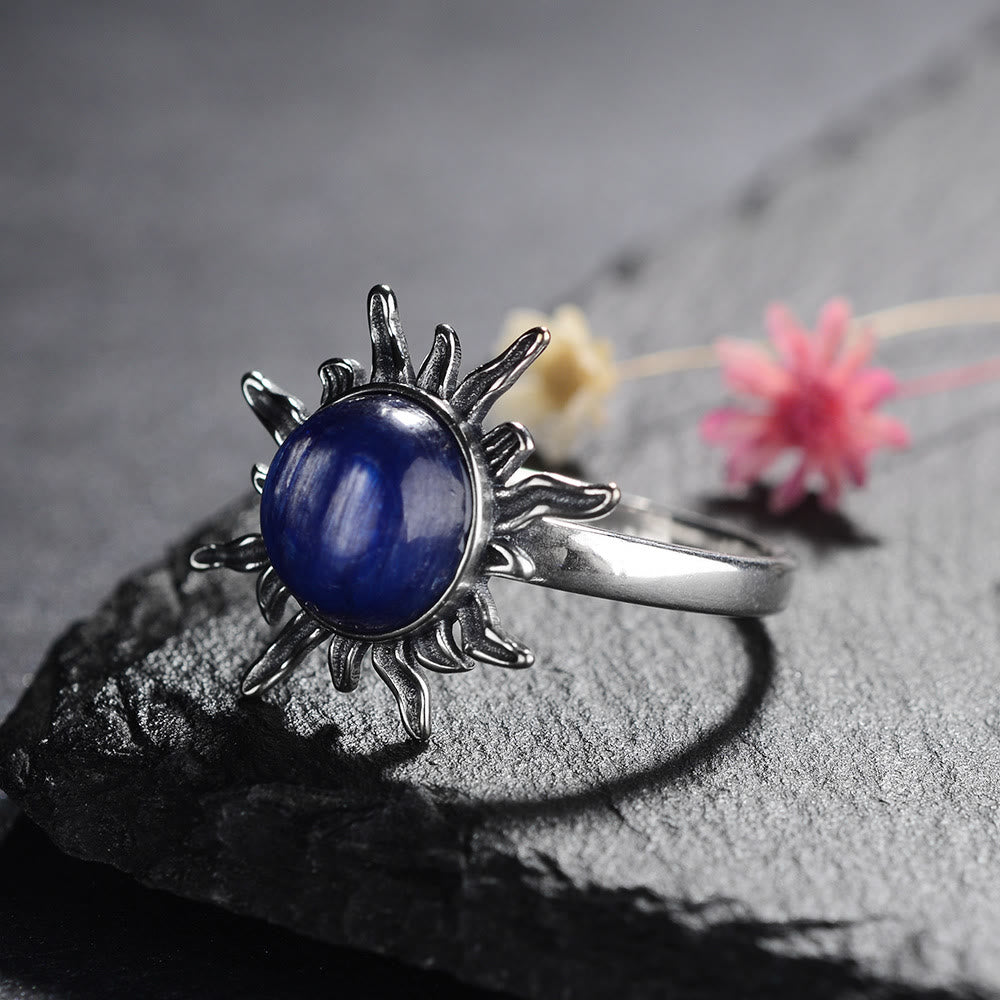 Olivenorma Bohemian Healing Crystal Round Kyanite Sun Ring