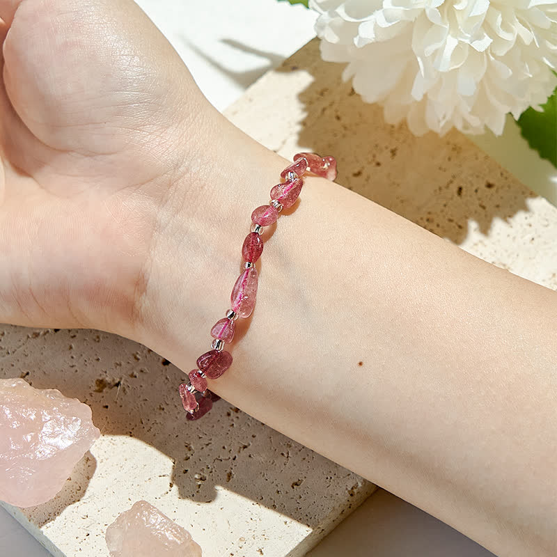 Olivenorma Natural Strawberry Quartz Beaded Bracelet