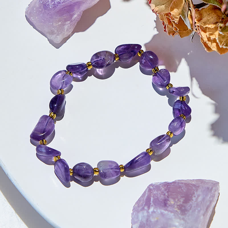 Olivenorma Natural Amethyst Beaded Bracelet