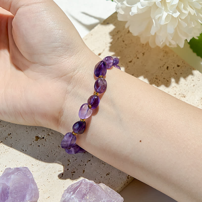 Olivenorma Natural Amethyst Beaded Bracelet