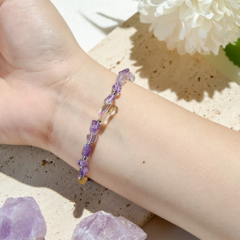 Olivenorma Natural Lepidolite Citrine Beaded Bracelet