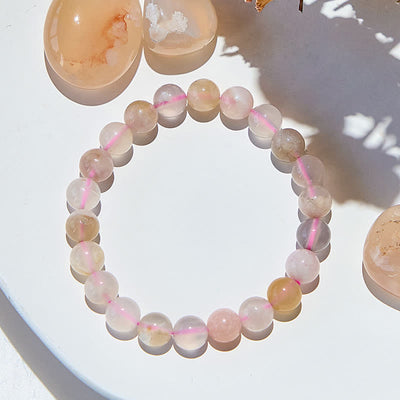 Olivenorma Natural Cherry Blossom Agate Beaded Bracelet