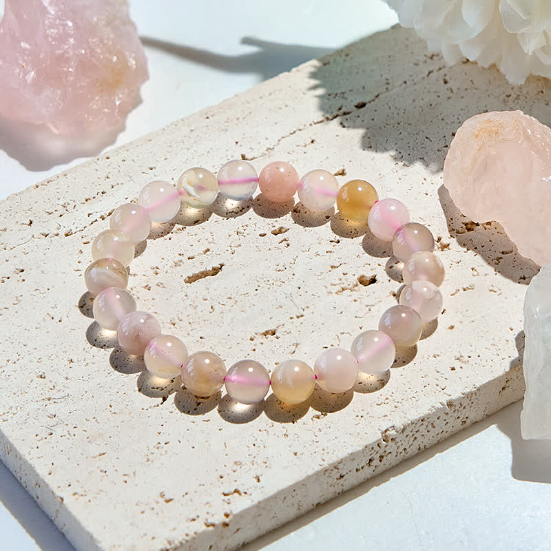 Olivenorma Natural Cherry Blossom Agate Beaded Bracelet