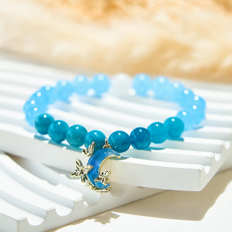 Olivenorma Natural Blue Apatite Aquamarine Beaded Bracelet