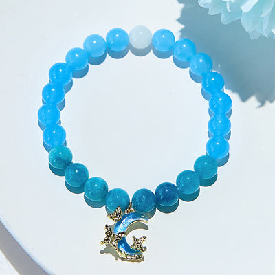 Olivenorma Natural Blue Apatite Aquamarine Beaded Bracelet