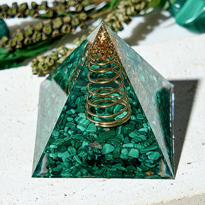 Olivenorma Handmade Malachite Positive Energy Orgone Pyramid