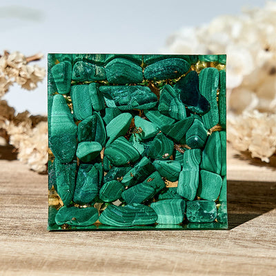 Olivenorma Natural Malachite Balancing Healing Chakra Orgone Pyramid