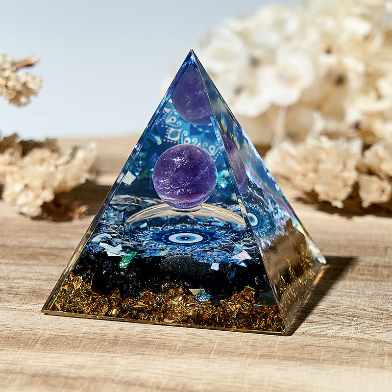 Olivenorma Evil Eye Symbol Natural Stone Healing Orgone Pyramid