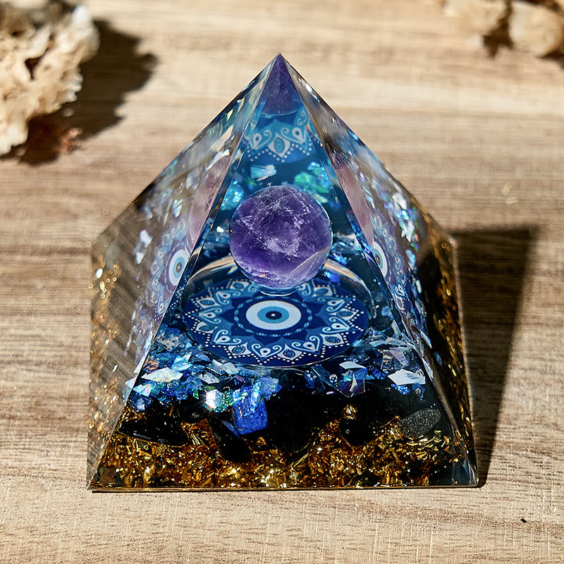 Olivenorma Evil Eye Symbol Natural Stone Healing Orgone Pyramid