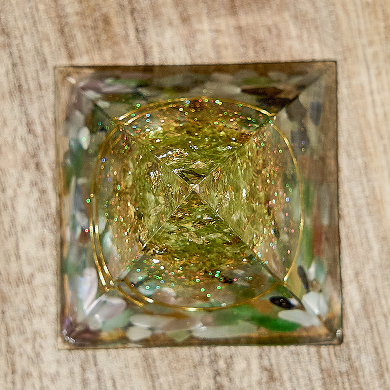 Olivenorma Tree of Life Peridot Healing Crystal Orgone Pyramid