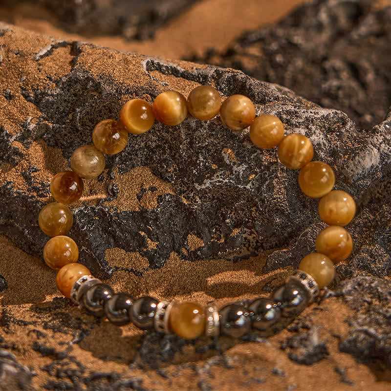 Olivenorma Natural Hematite Tiger Eye Beads Men Bracelet