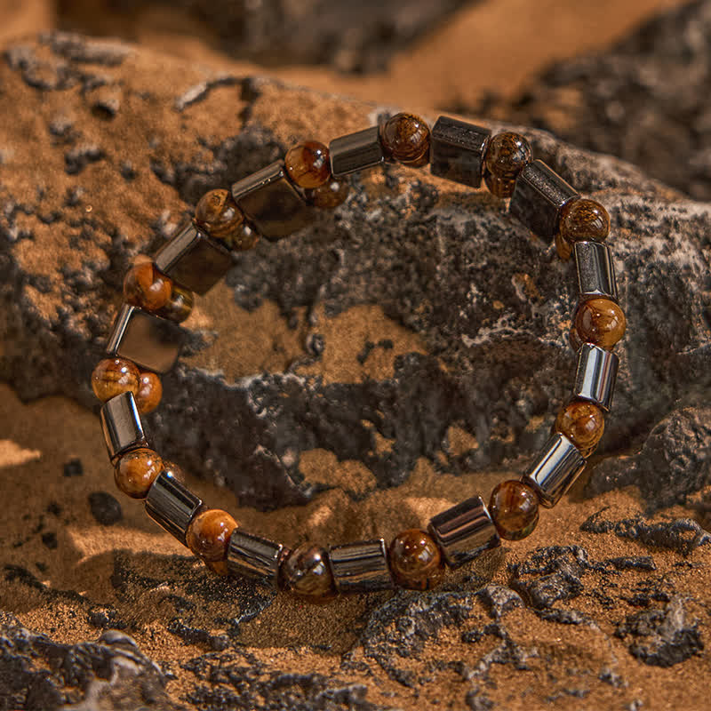 Olivenorma Natural Hematite Tiger Eye Beads Bracelet