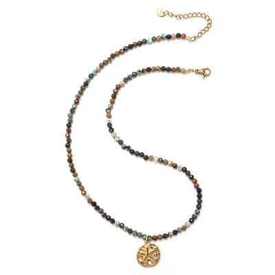 Olivenorma Boho Sun Moon Star Gemstone Beaded Necklace