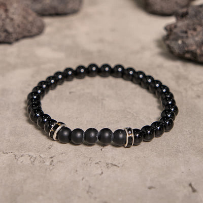 Olivenorma 6mm Natural Black Onyx Beaded Bracelet