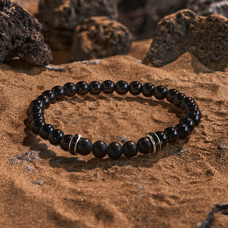 Olivenorma 6mm Natural Black Onyx Beaded Bracelet