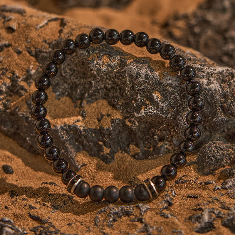 Olivenorma 6mm Natural Black Onyx Beaded Bracelet