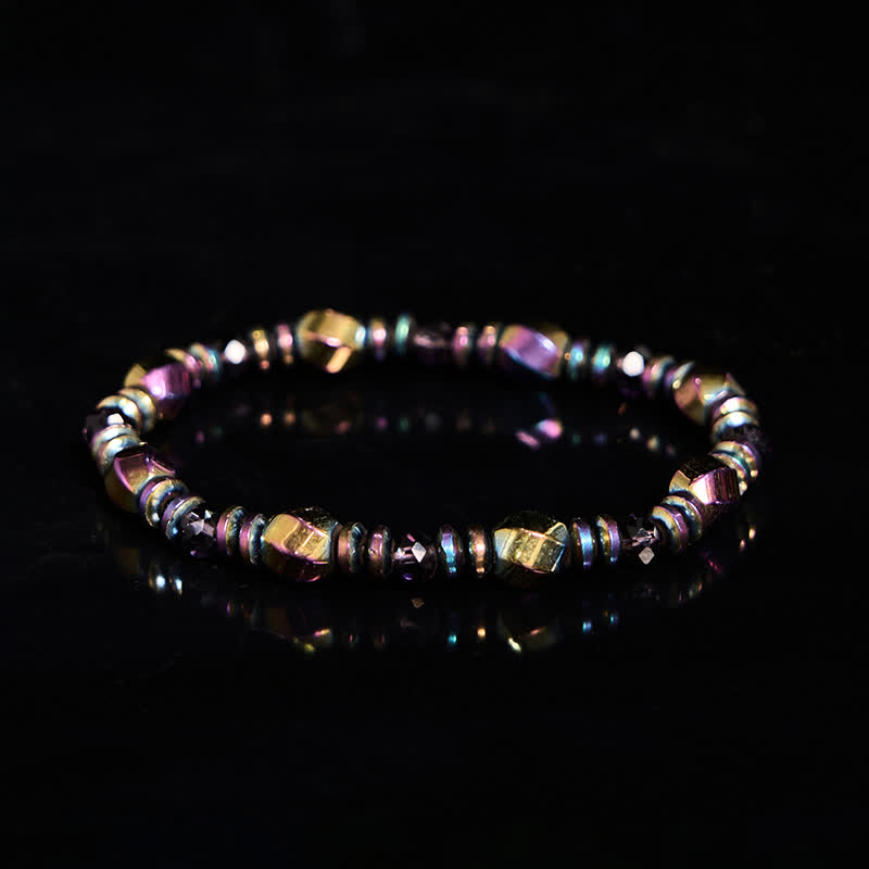 Olivenorma Electroplated Colored Hematite Beads Bracelet