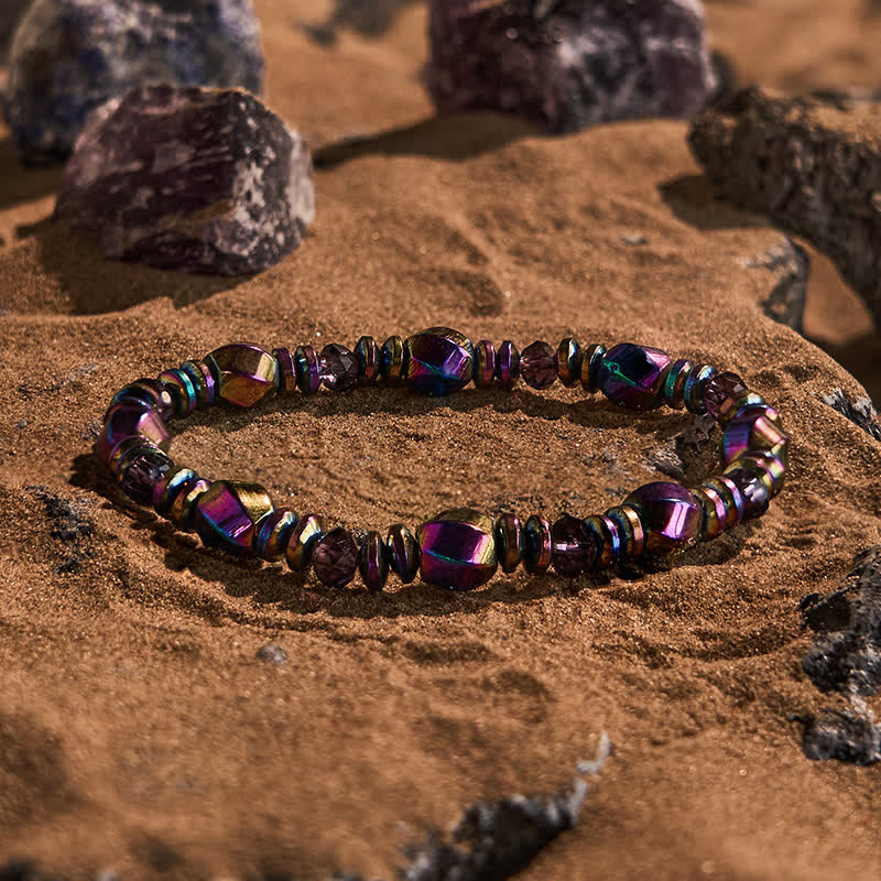 Olivenorma Electroplated Colored Hematite Beads Bracelet