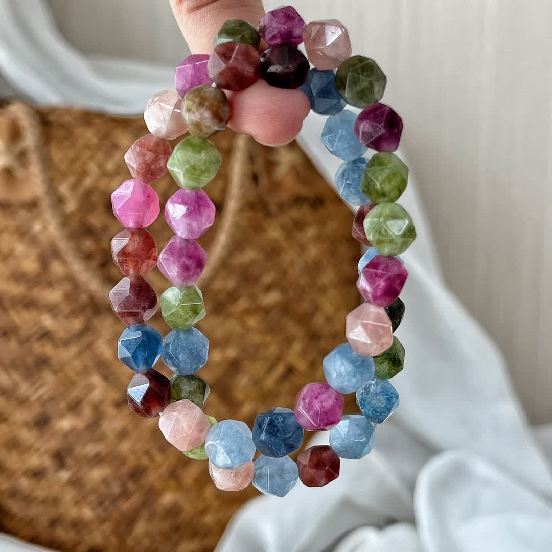 Olivenorma Faceted Colorful Tourmaline Beaded Bracelet