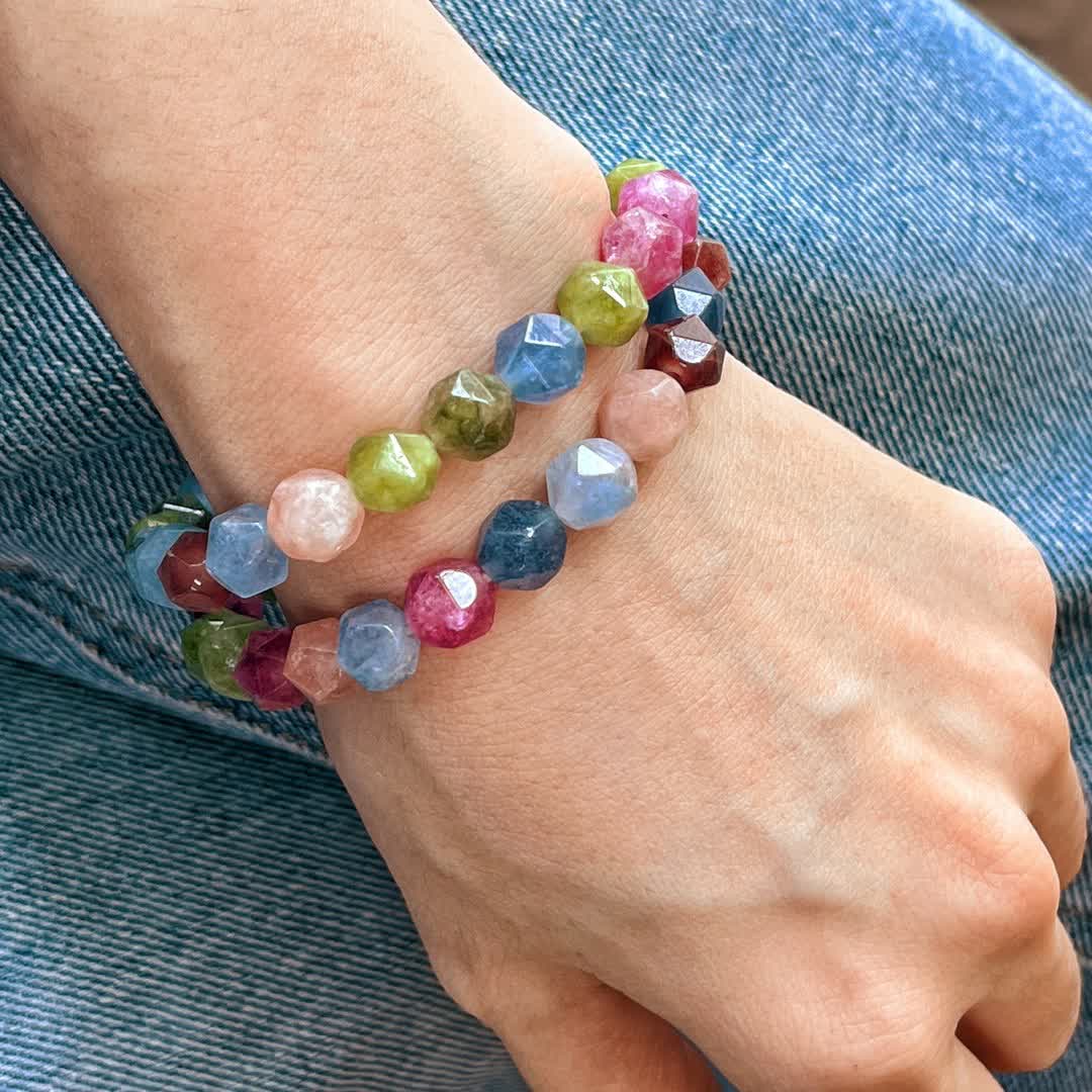 Olivenorma Faceted Colorful Tourmaline Beaded Bracelet