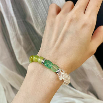 Olivenorma 12cm Natural Clear Crystal Peridot Bead Bracelet