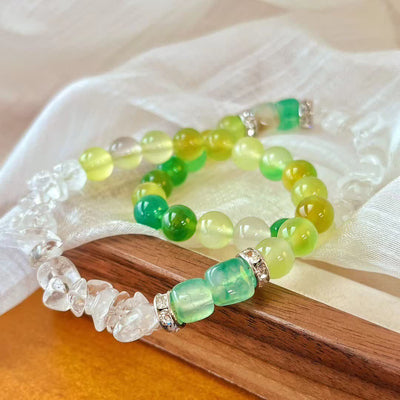 Olivenorma 12cm Natural Clear Crystal Peridot Bead Bracelet