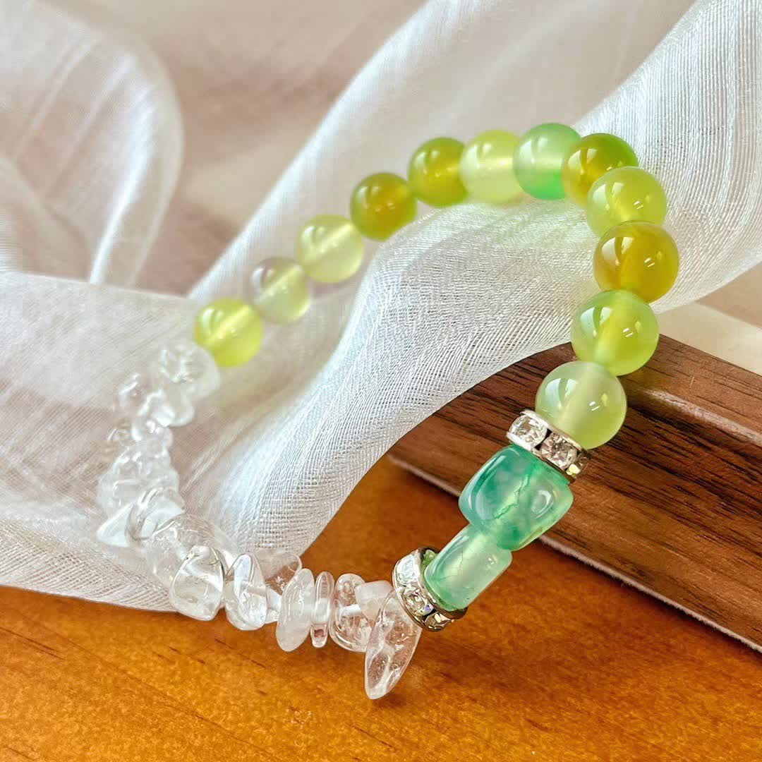 Olivenorma 12cm Natural Clear Crystal Peridot Bead Bracelet