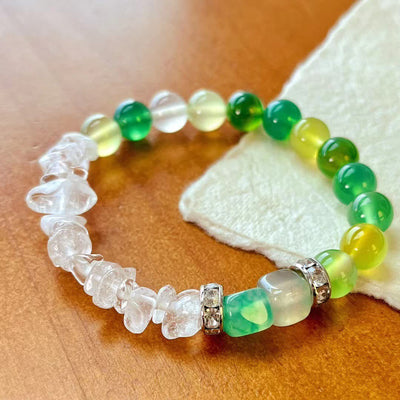 Olivenorma 12cm Natural Clear Crystal Peridot Bead Bracelet