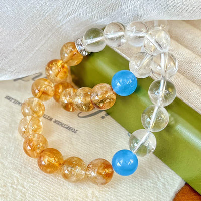 Olivenorma 10cm Citrine Clear Crystal Aquamarine Beaded Bracelet