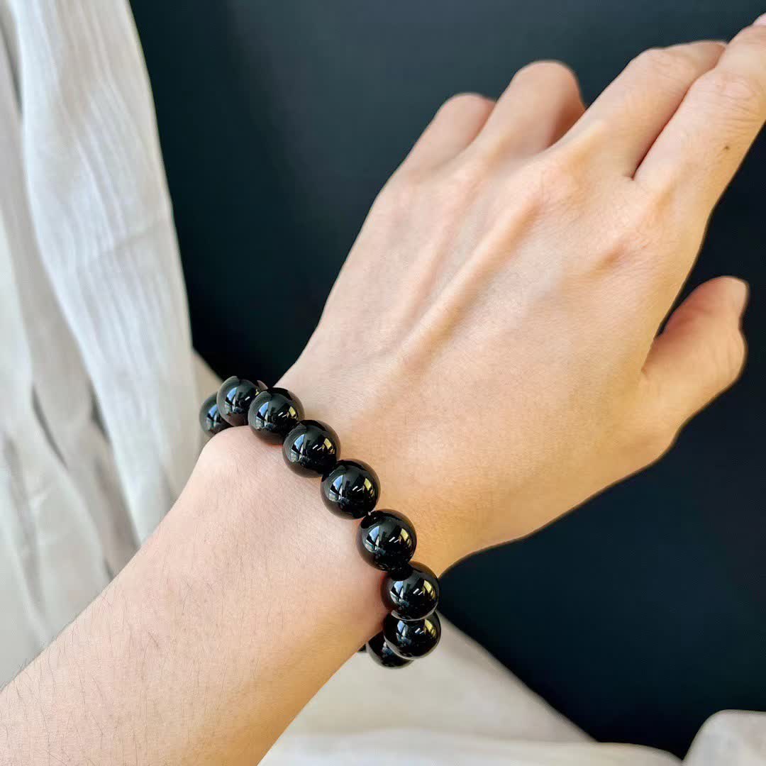 Olivenorma Natural Obsidian Beads Magnetic Bracelet