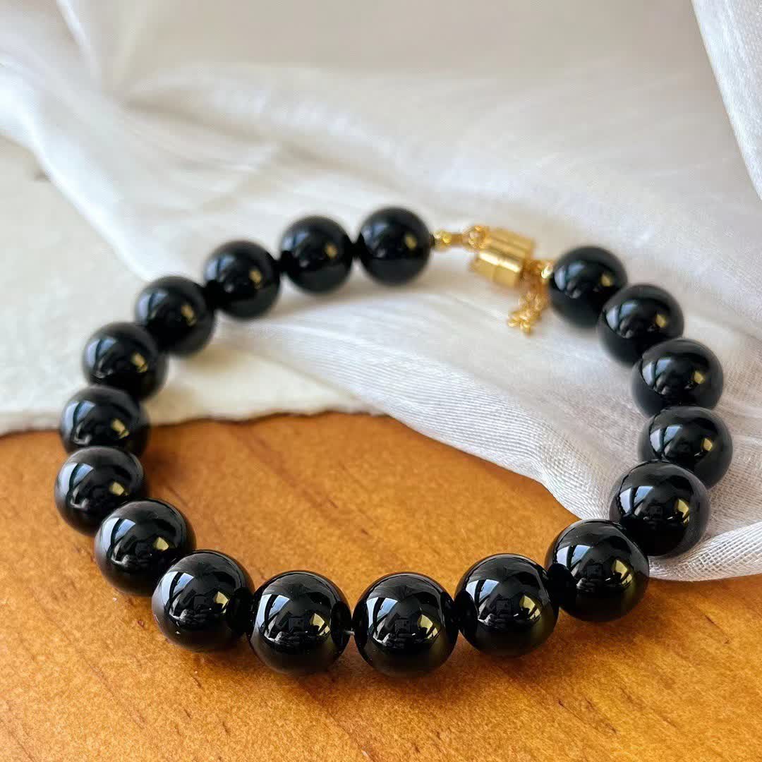 Olivenorma Natural Obsidian Beads Magnetic Bracelet