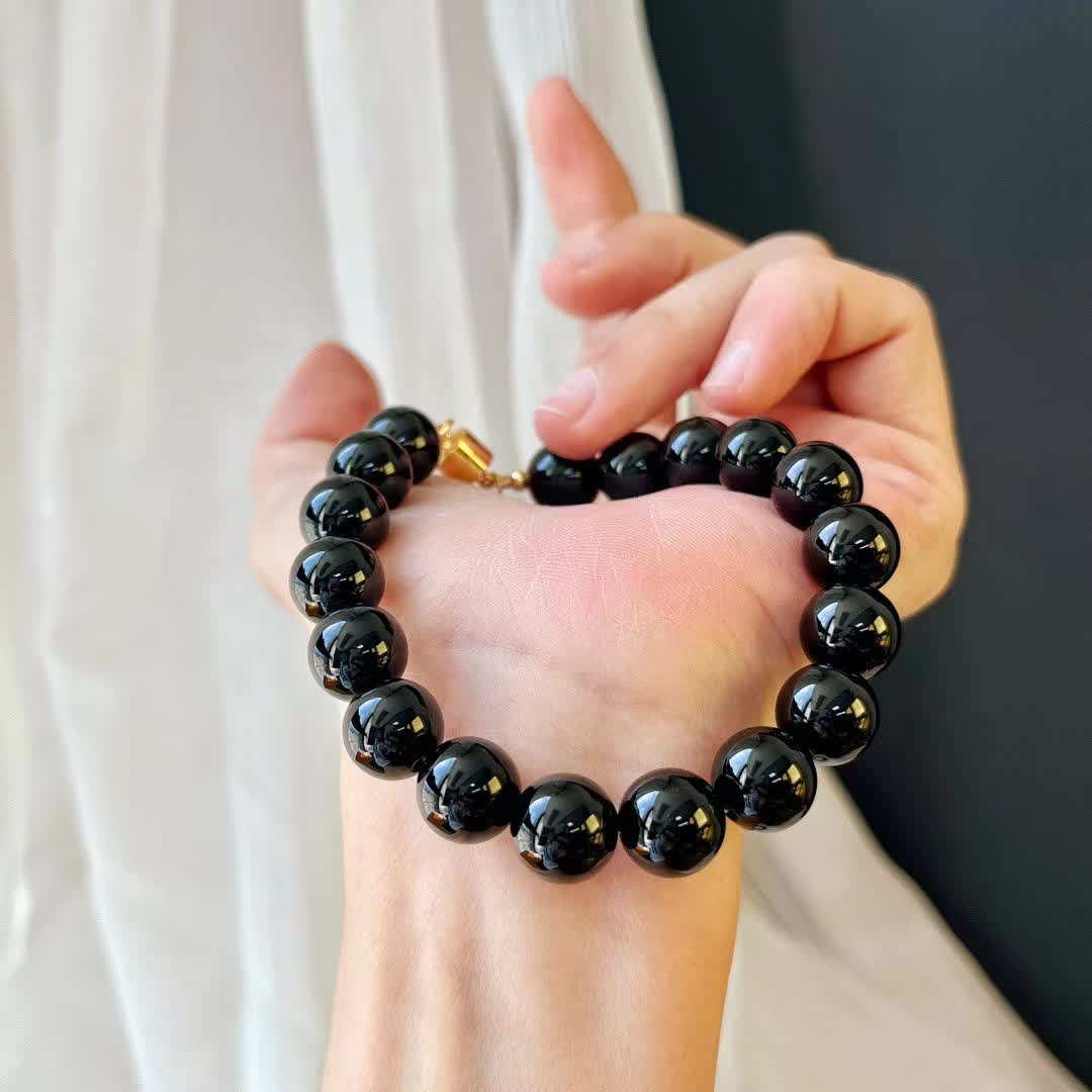 Olivenorma Natural Obsidian Beads Magnetic Bracelet