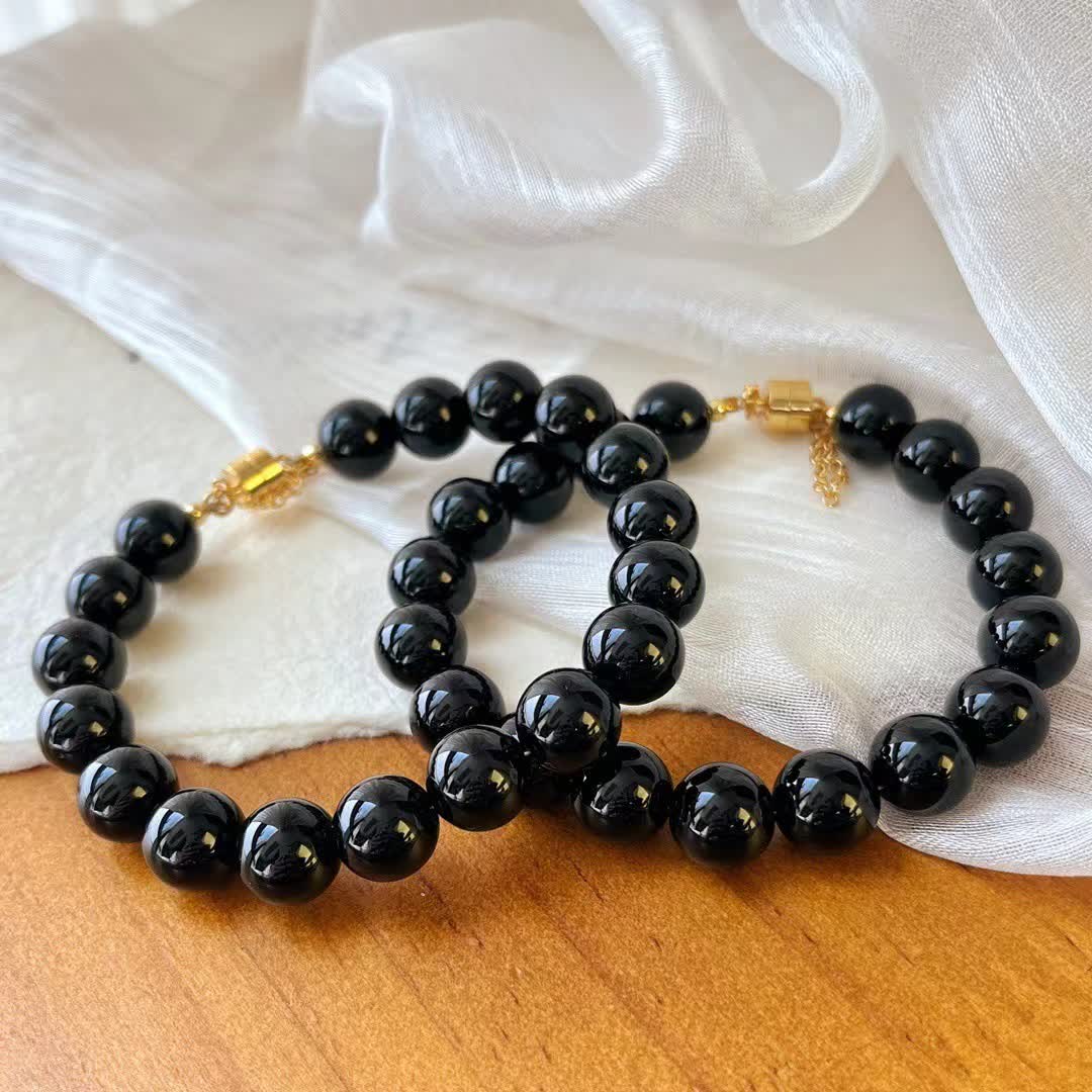 Olivenorma Natural Obsidian Beads Magnetic Bracelet