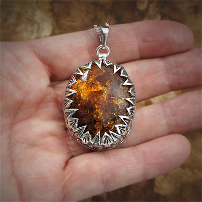 Olivenorma Amber Pendant Necklace