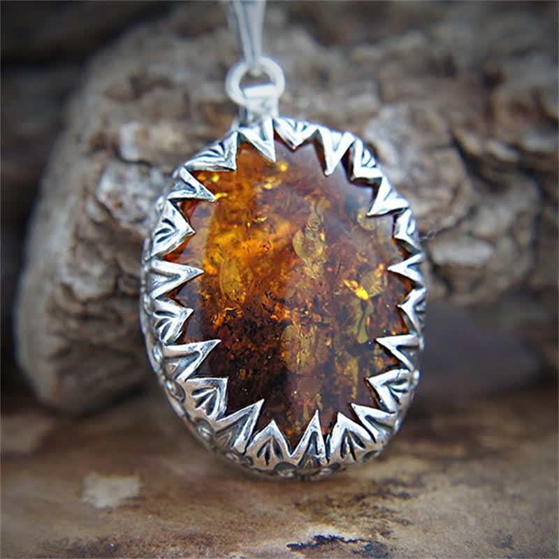 Olivenorma Amber Pendant Necklace