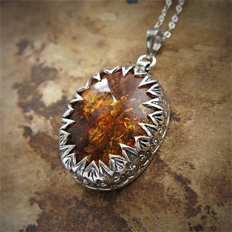 Olivenorma Amber Pendant Necklace