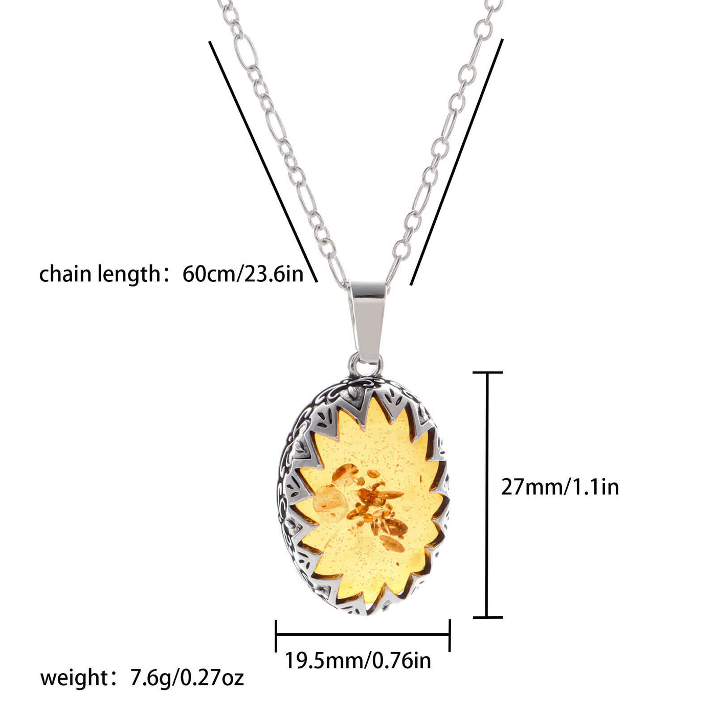 Olivenorma Amber Pendant Necklace