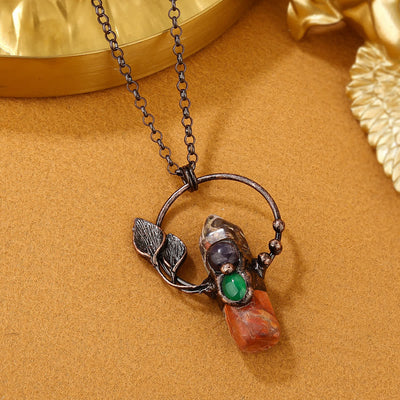 Olivenorma Natural Stone Bullet Pendant Design Necklace