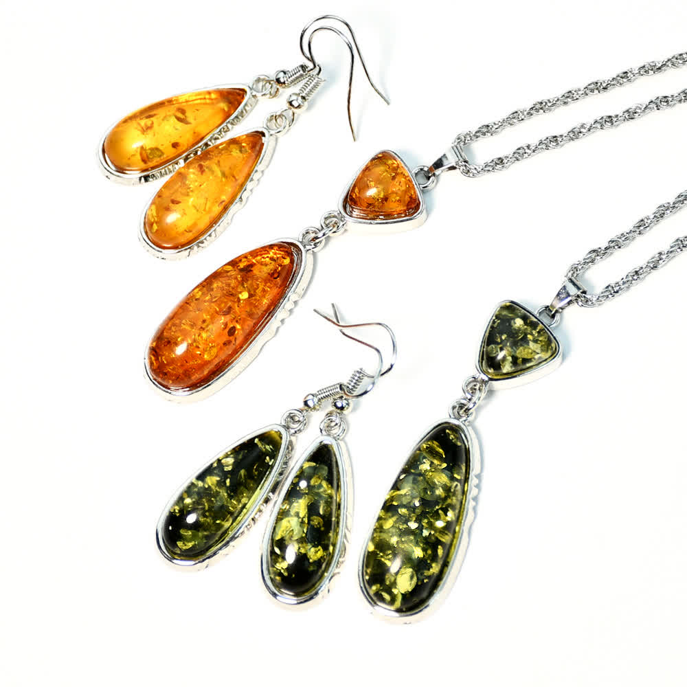 Olivenorma Amber Earrings Necklace Jewelry Set