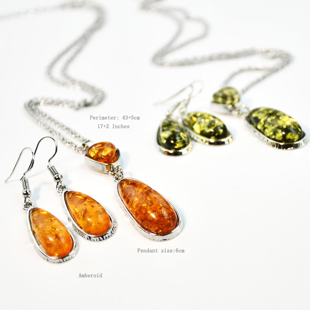 Olivenorma Amber Earrings Necklace Jewelry Set