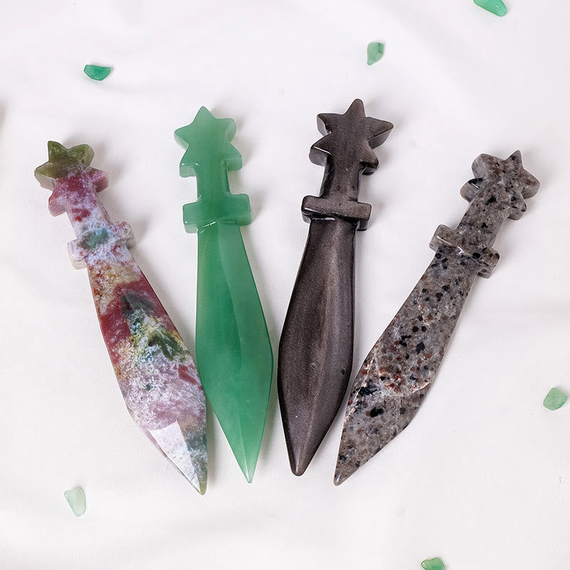 Olivenorma Engraved Dagger Natural Gemstone Decoration