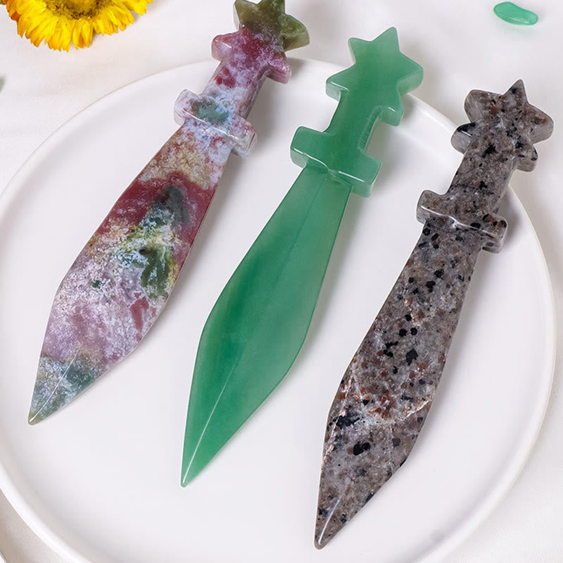 Olivenorma Engraved Dagger Natural Gemstone Decoration